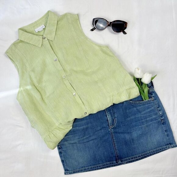 j. jill | size s | 100% linen blouse in pistachio color - Picture 2 of 6